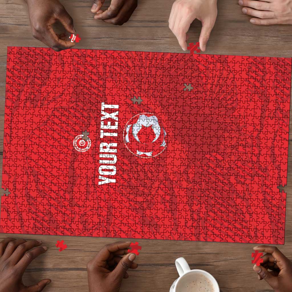 Custom Tunisia Football Puzzle 2026 Eagles of Carthage Red Grunge - African Pride