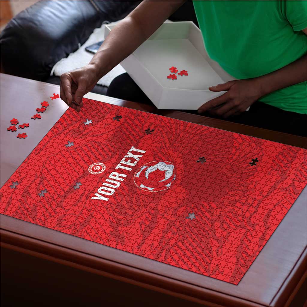 Custom Tunisia Football Puzzle 2026 Eagles of Carthage Red Grunge - African Pride