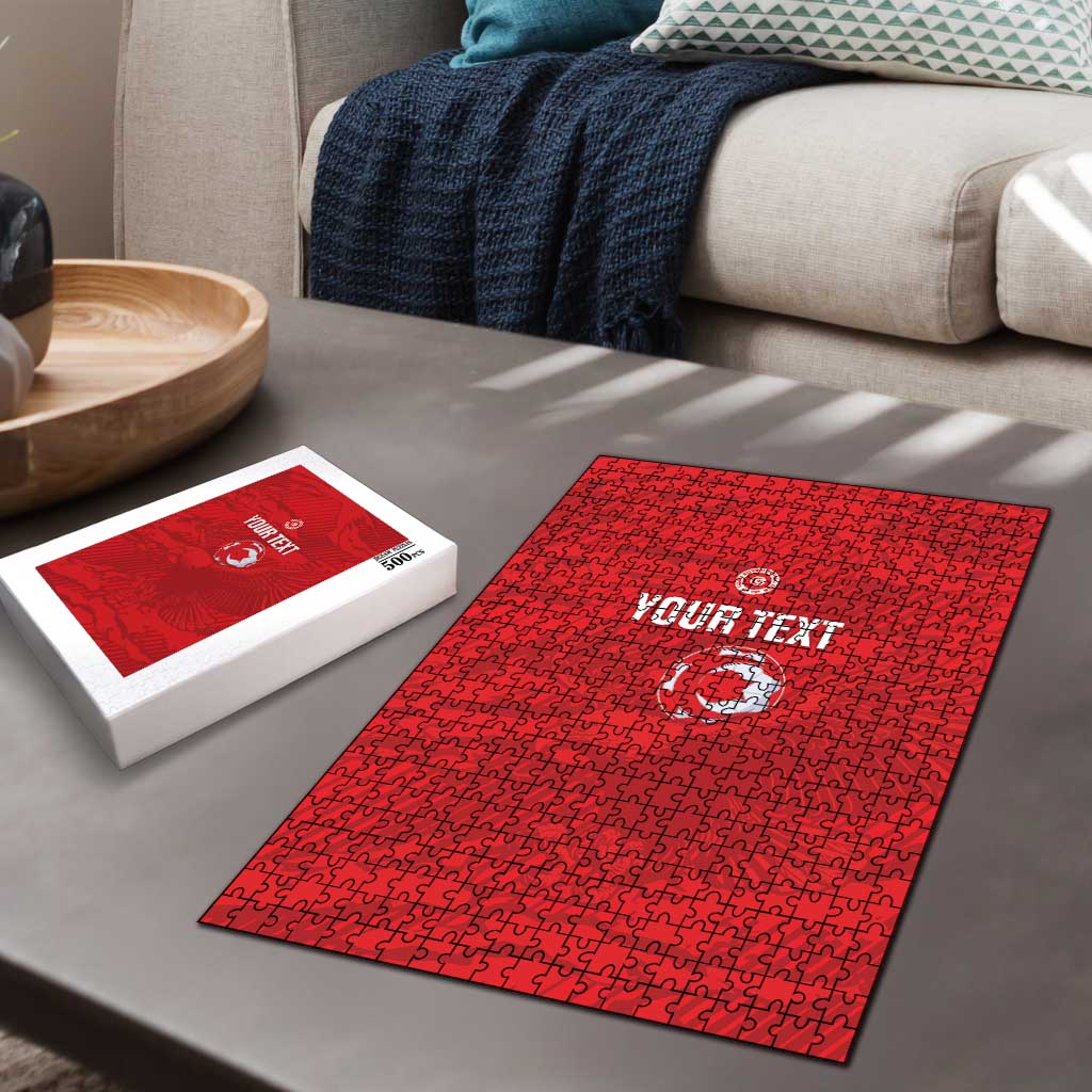 Custom Tunisia Football Puzzle 2026 Eagles of Carthage Red Grunge - African Pride