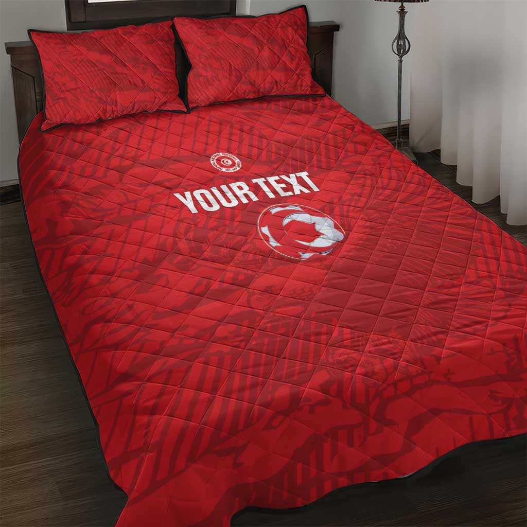 Custom Tunisia Football Quilt Bed Set 2026 Eagles of Carthage Red Grunge - African Pride