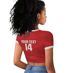 Custom Tunisia Football Raglan Cropped T shirt 2026 Eagles of Carthage Red Grunge LT14