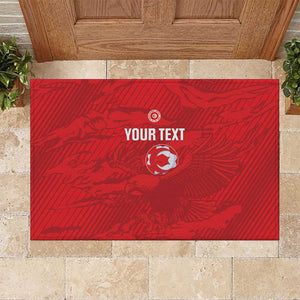 Custom Tunisia Football Rubber Doormat 2026 Eagles of Carthage Red Grunge - African Pride