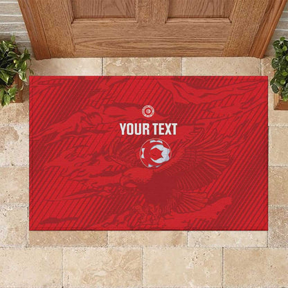 Custom Tunisia Football Rubber Doormat 2026 Eagles of Carthage Red Grunge - African Pride