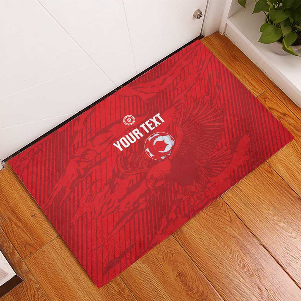 Custom Tunisia Football Rubber Doormat 2026 Eagles of Carthage Red Grunge - African Pride
