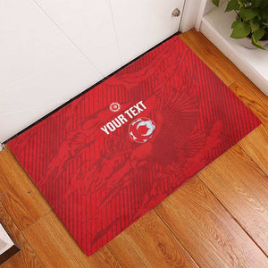 Custom Tunisia Football Rubber Doormat 2026 Eagles of Carthage Red Grunge - African Pride
