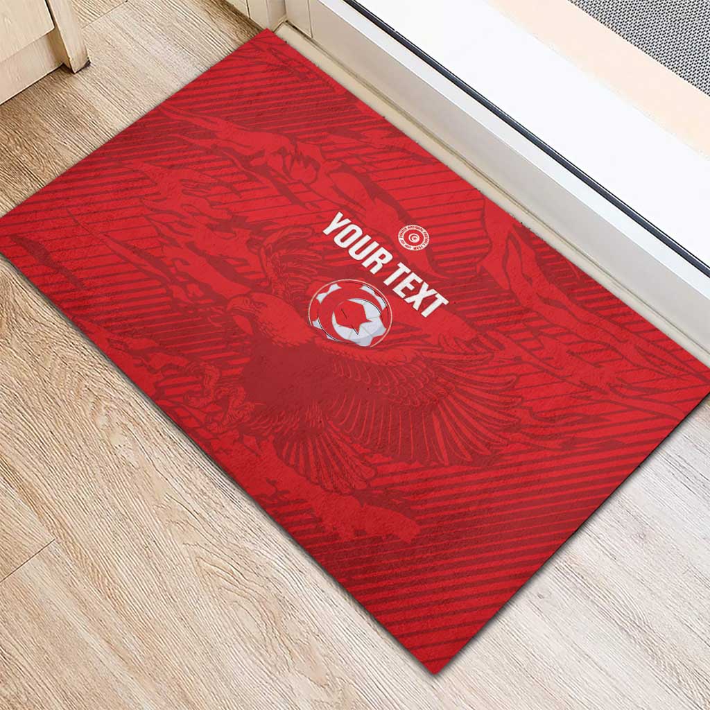 Custom Tunisia Football Rubber Doormat 2026 Eagles of Carthage Red Grunge - African Pride