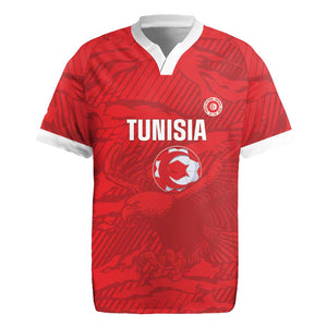 Custom Tunisia Football Rugby Jersey 2026 Eagles of Carthage Red Grunge LT14