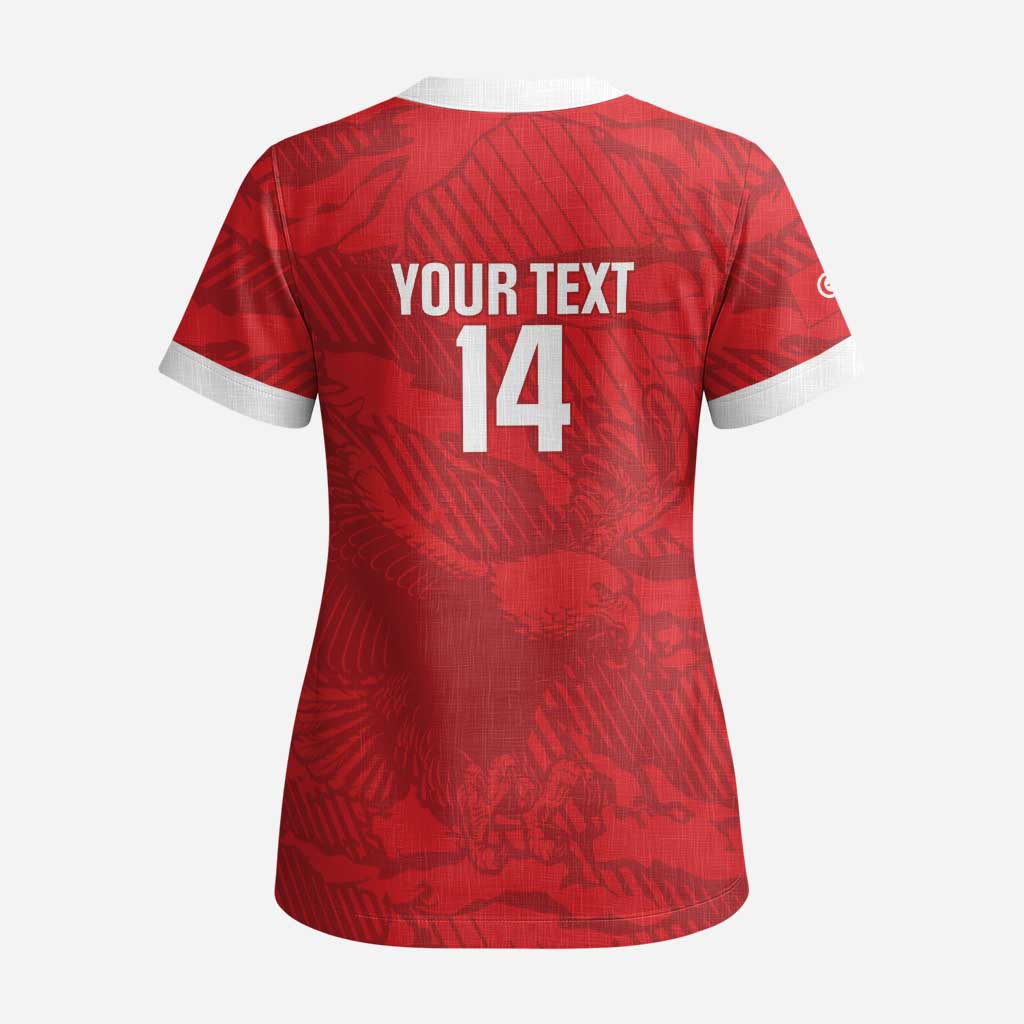 Custom Tunisia Football Scrub Top 2026 Eagles of Carthage Red Grunge - African Pride