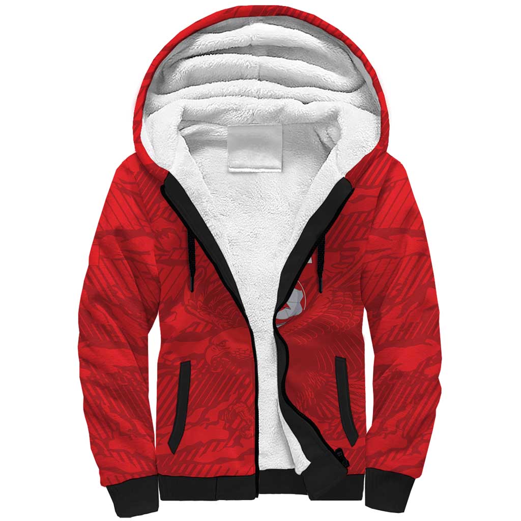 Custom Tunisia Football Sherpa Hoodie 2026 Eagles of Carthage Red Grunge - African Pride