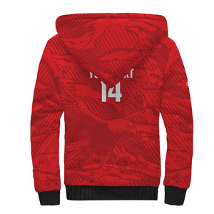 Custom Tunisia Football Sherpa Hoodie 2026 Eagles of Carthage Red Grunge - African Pride