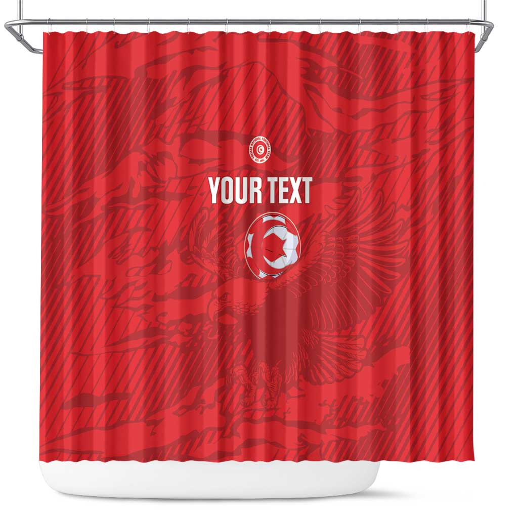Custom Tunisia Football Shower Curtain 2026 Eagles of Carthage Red Grunge - African Pride