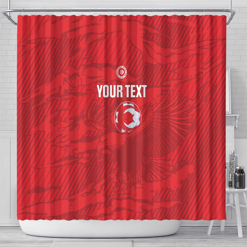 Custom Tunisia Football Shower Curtain 2026 Eagles of Carthage Red Grunge - African Pride