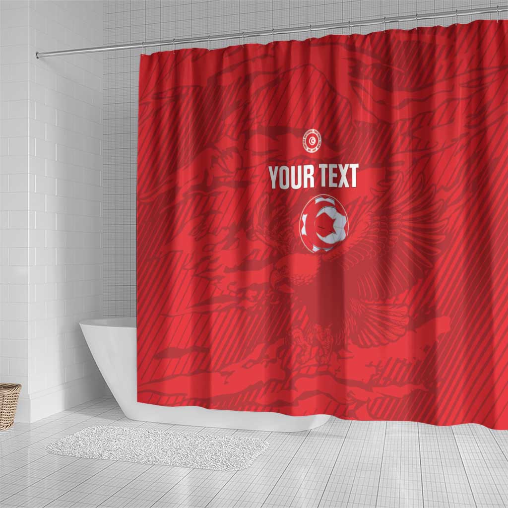 Custom Tunisia Football Shower Curtain 2026 Eagles of Carthage Red Grunge - African Pride
