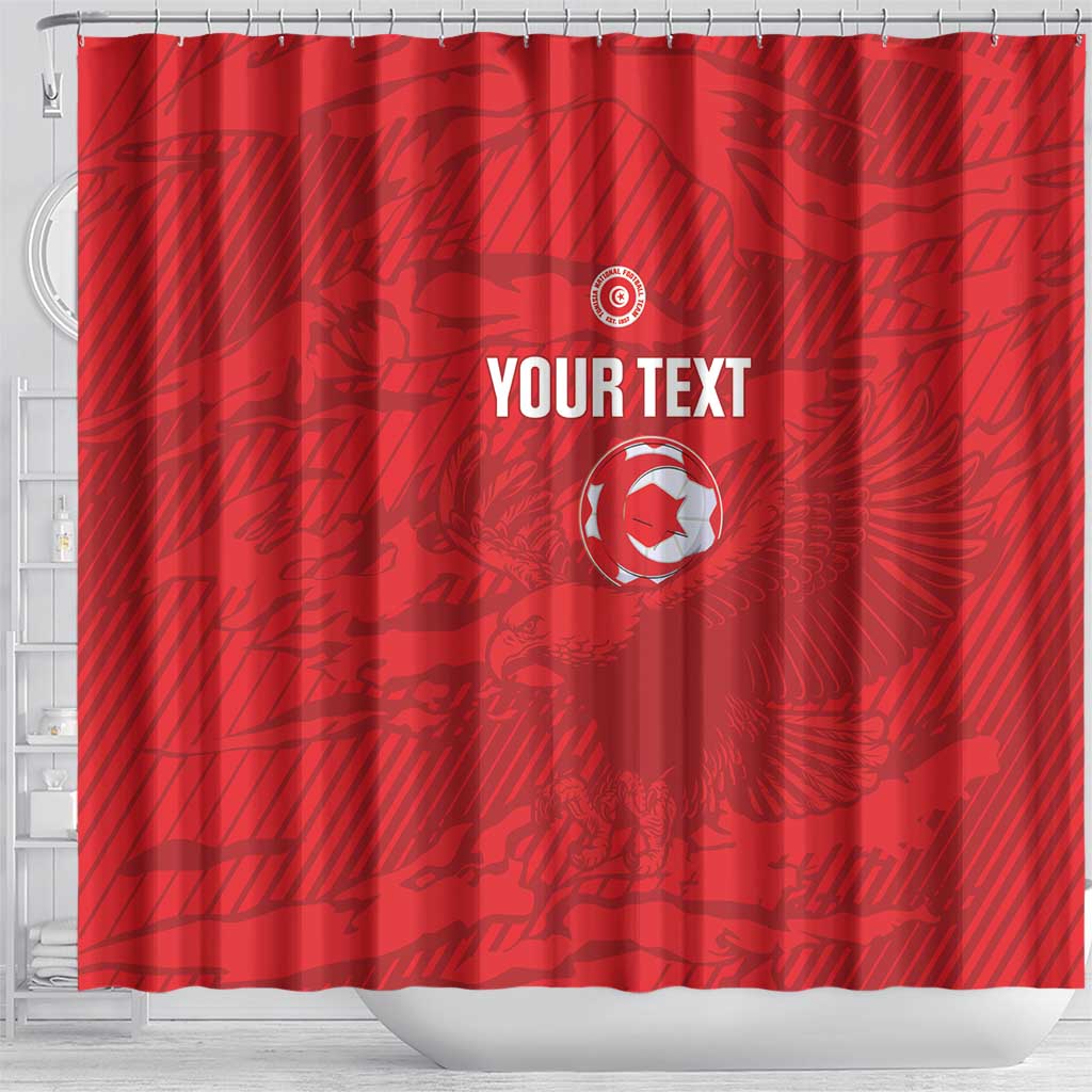 Custom Tunisia Football Shower Curtain 2026 Eagles of Carthage Red Grunge - African Pride