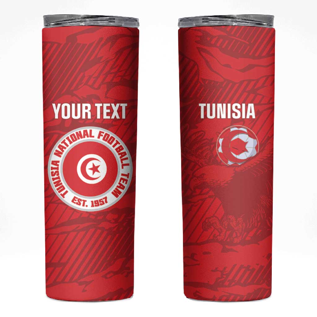 Custom Tunisia Football Skinny Tumbler 2026 Eagles of Carthage Red Grunge - African Pride