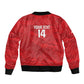 Custom Tunisia Football Sleeve Zip Bomber Jacket 2026 Eagles of Carthage Red Grunge - African Pride