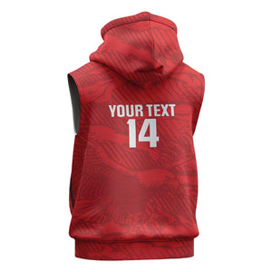 Custom Tunisia Football Sleeveless Hoodie 2026 Eagles of Carthage Red Grunge - African Pride