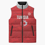 Custom Tunisia Football Sleeveless Puffer Jacket 2026 Eagles of Carthage Red Grunge - African Pride