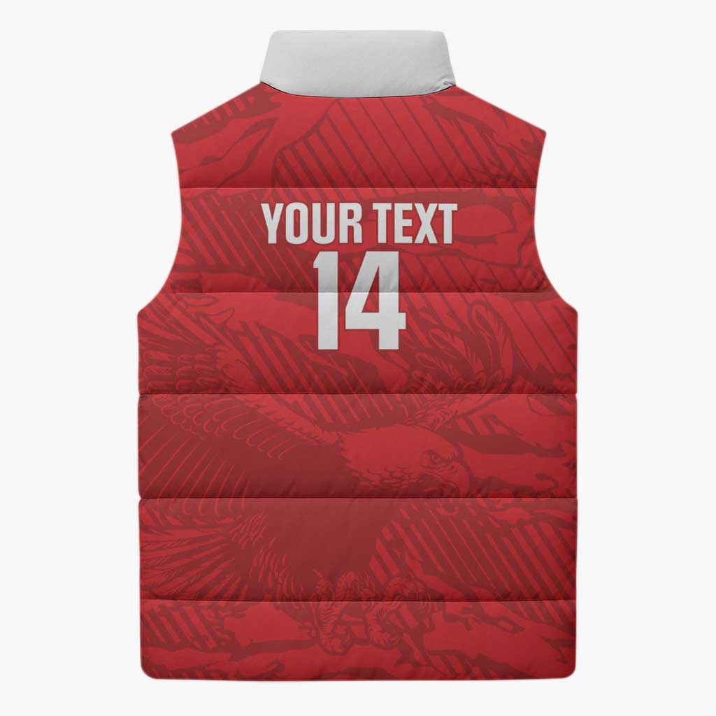 Custom Tunisia Football Sleeveless Puffer Jacket 2026 Eagles of Carthage Red Grunge - African Pride