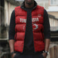 Custom Tunisia Football Sleeveless Puffer Jacket 2026 Eagles of Carthage Red Grunge - African Pride