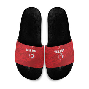 Custom Tunisia Football Slide Sandals 2026 Eagles of Carthage Red Grunge - African Pride