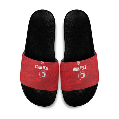 Custom Tunisia Football Slide Sandals 2026 Eagles of Carthage Red Grunge - African Pride