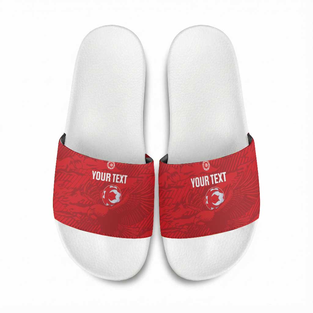 Custom Tunisia Football Slide Sandals 2026 Eagles of Carthage Red Grunge - African Pride