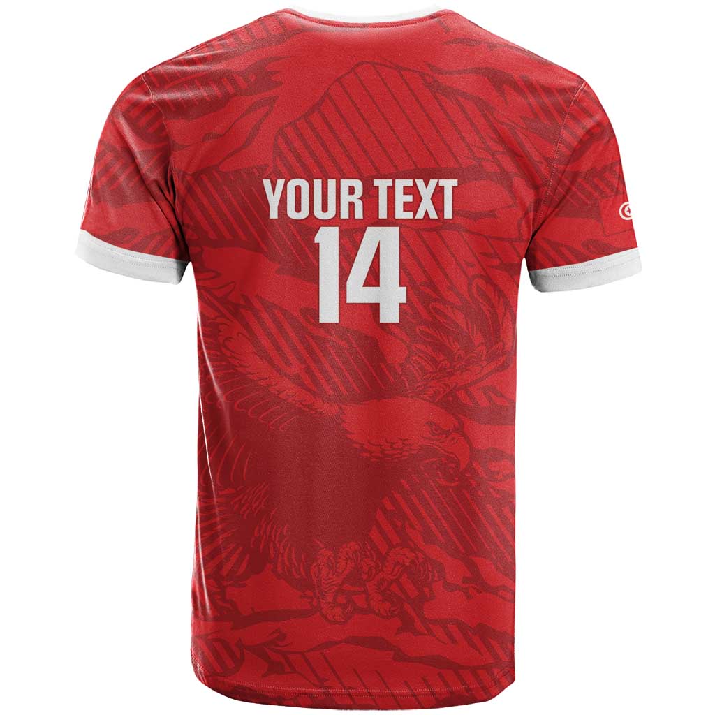 Custom Tunisia Football T shirt 2026 Eagles of Carthage Red Grunge LT14