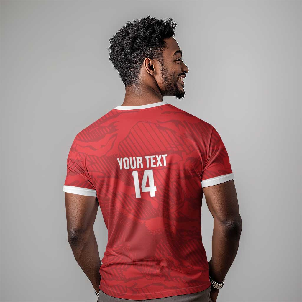 Custom Tunisia Football T shirt 2026 Eagles of Carthage Red Grunge LT14