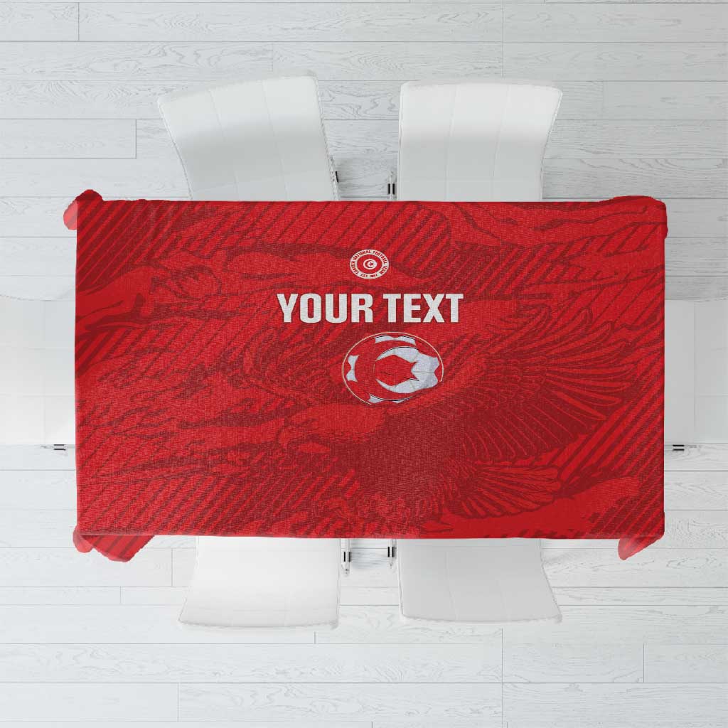 Custom Tunisia Football Tablecloth 2026 Eagles of Carthage Red Grunge - African Pride