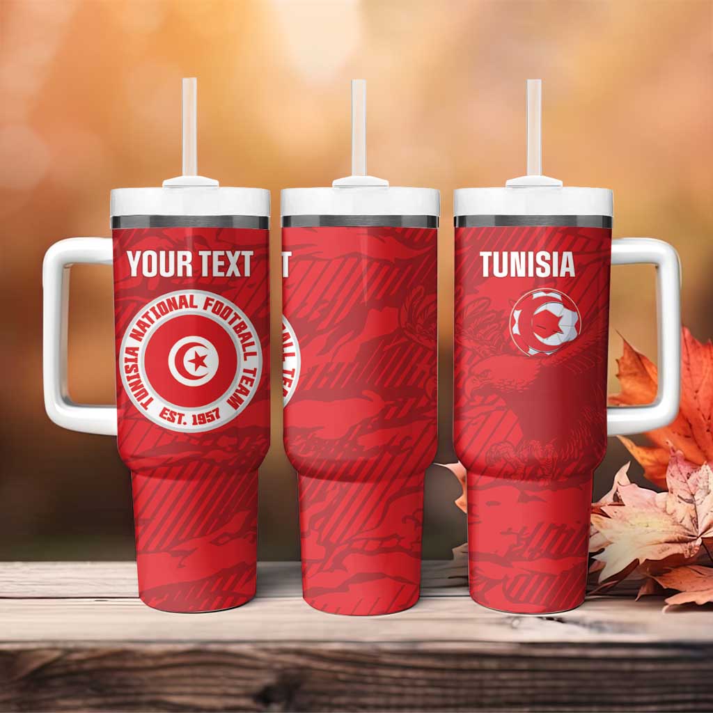 Custom Tunisia Football Tumbler With Handle 2026 Eagles of Carthage Red Grunge - African Pride