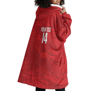 Custom Tunisia Football Wearable Blanket Hoodie 2026 Eagles of Carthage Red Grunge - African Pride
