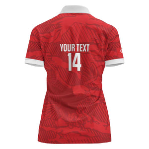 Custom Tunisia Football Women Polo Shirt 2026 Eagles of Carthage Red Grunge LT14