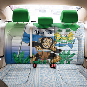 Personalised Afro Sierra Leone Back Car Seat Cover Chimp With Drum - Happy Independence Day