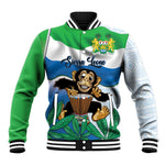 Personalised Afro Sierra Leone Baseball Jacket Chimp With Drum - Happy Independence Day