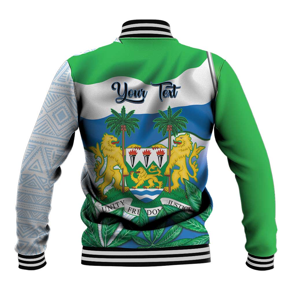 Personalised Afro Sierra Leone Baseball Jacket Chimp With Drum - Happy Independence Day