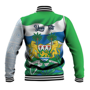 Personalised Afro Sierra Leone Baseball Jacket Chimp With Drum - Happy Independence Day