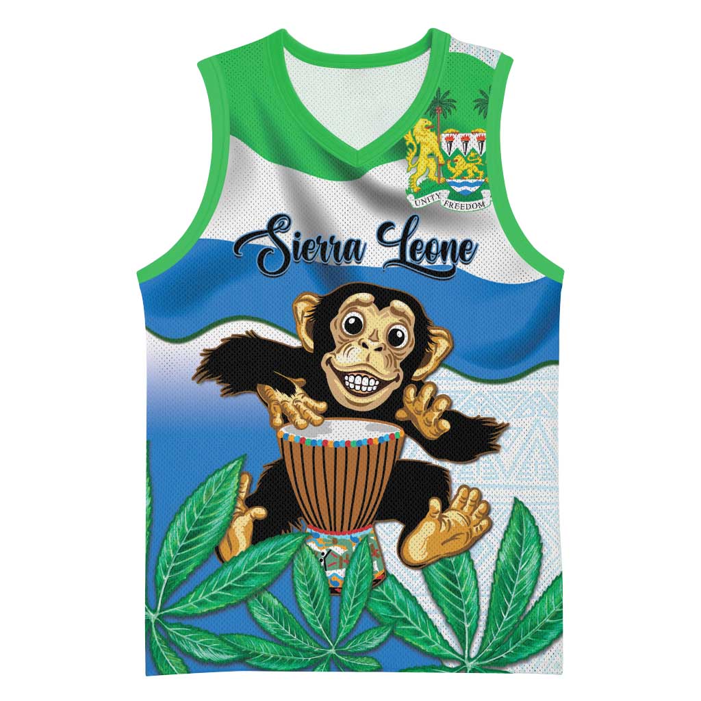 Personalised Afro Sierra Leone Basketball Jersey Chimp With Drum - Happy Independence Day LT14