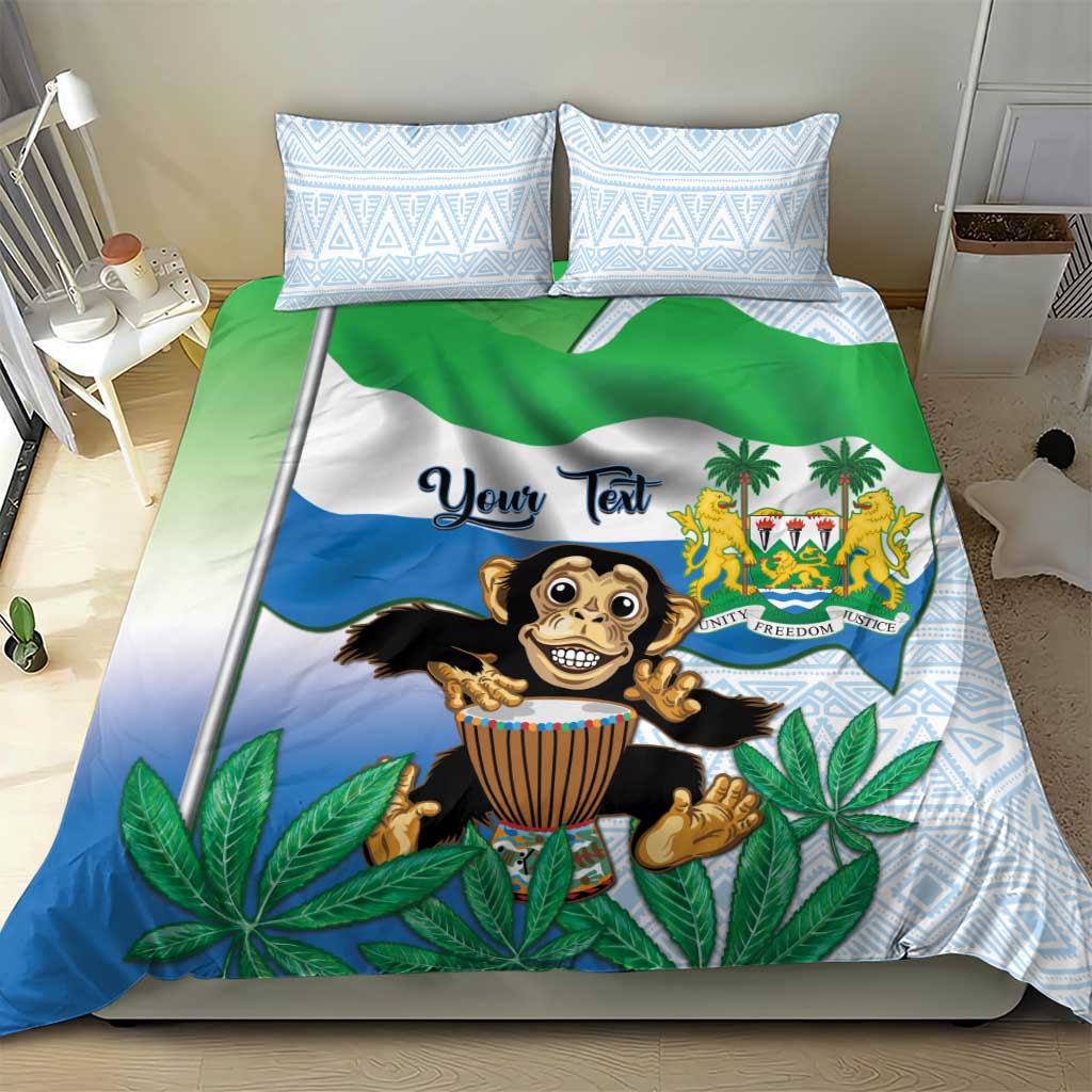 Personalised Afro Sierra Leone Bedding Set Chimp With Drum - Happy Independence Day