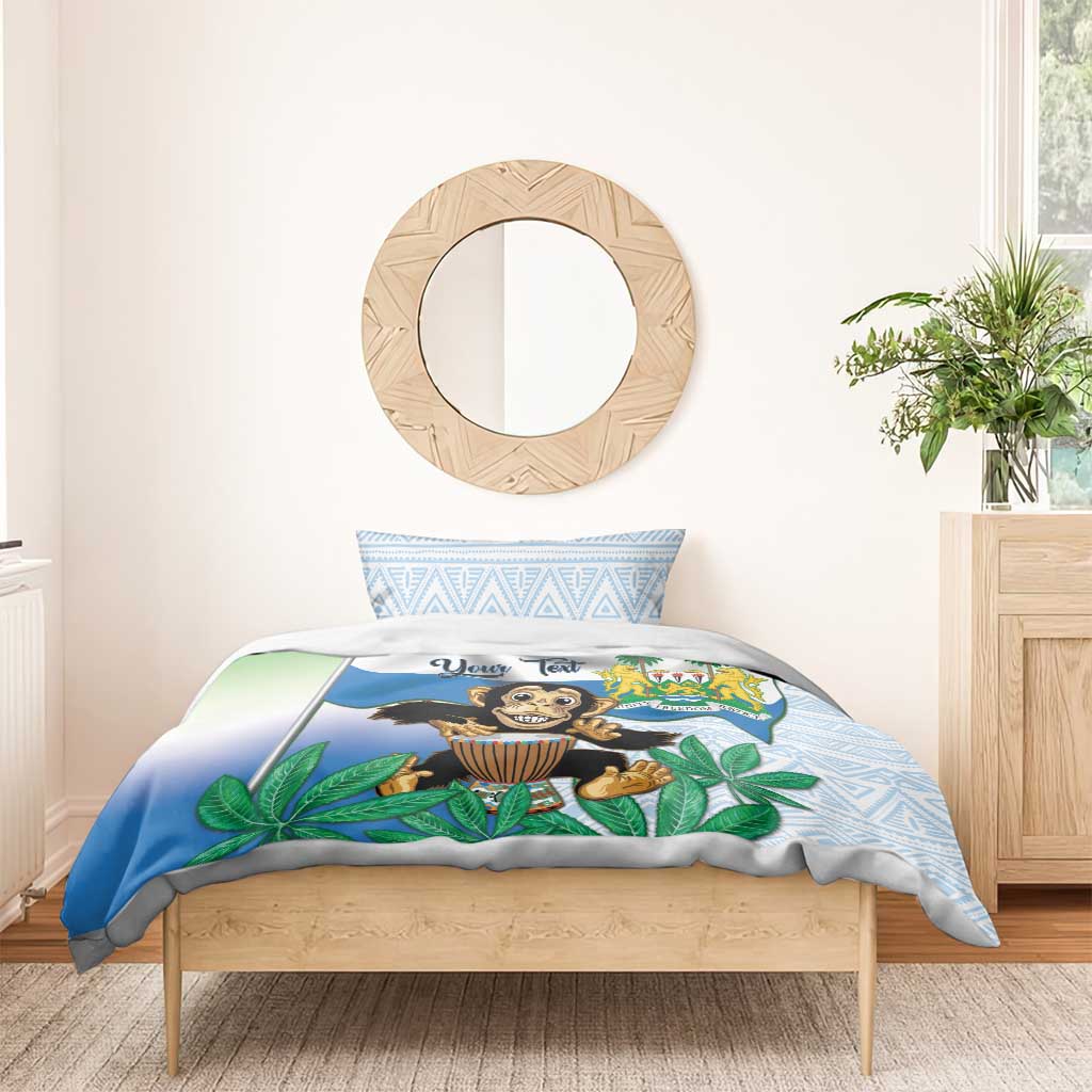 Personalised Afro Sierra Leone Bedding Set Chimp With Drum - Happy Independence Day
