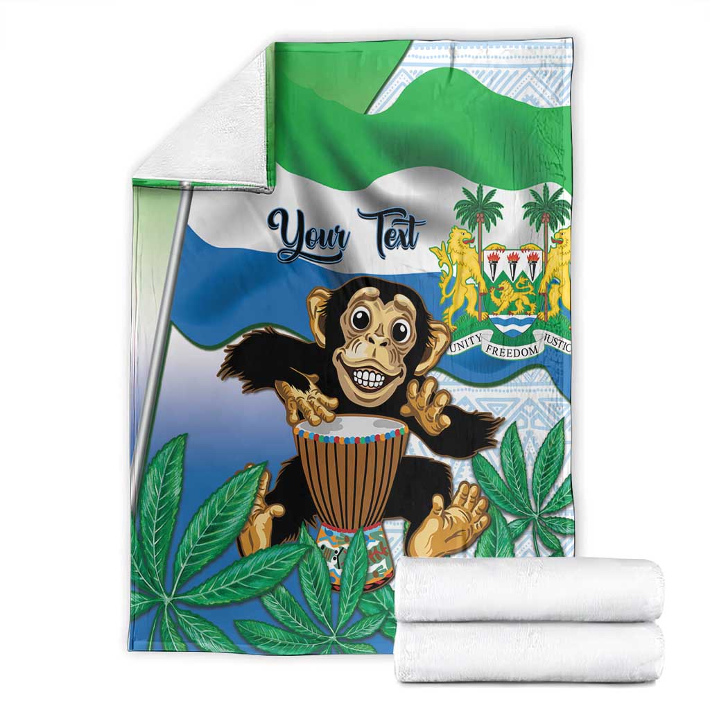 Personalised Afro Sierra Leone Blanket Chimp With Drum - Happy Independence Day