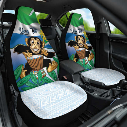 Personalised Afro Sierra Leone Car Seat Cover Chimp With Drum - Happy Independence Day