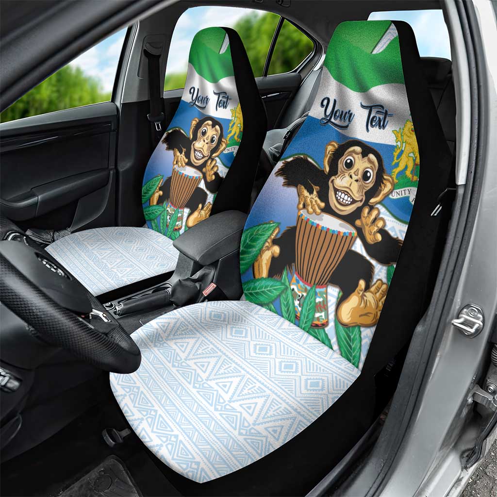 Personalised Afro Sierra Leone Car Seat Cover Chimp With Drum - Happy Independence Day