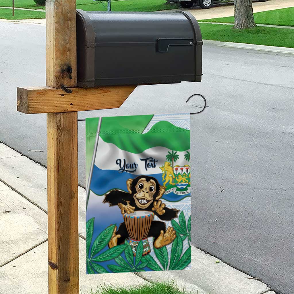 Personalised Afro Sierra Leone Garden Flag Chimp With Drum - Happy Independence Day