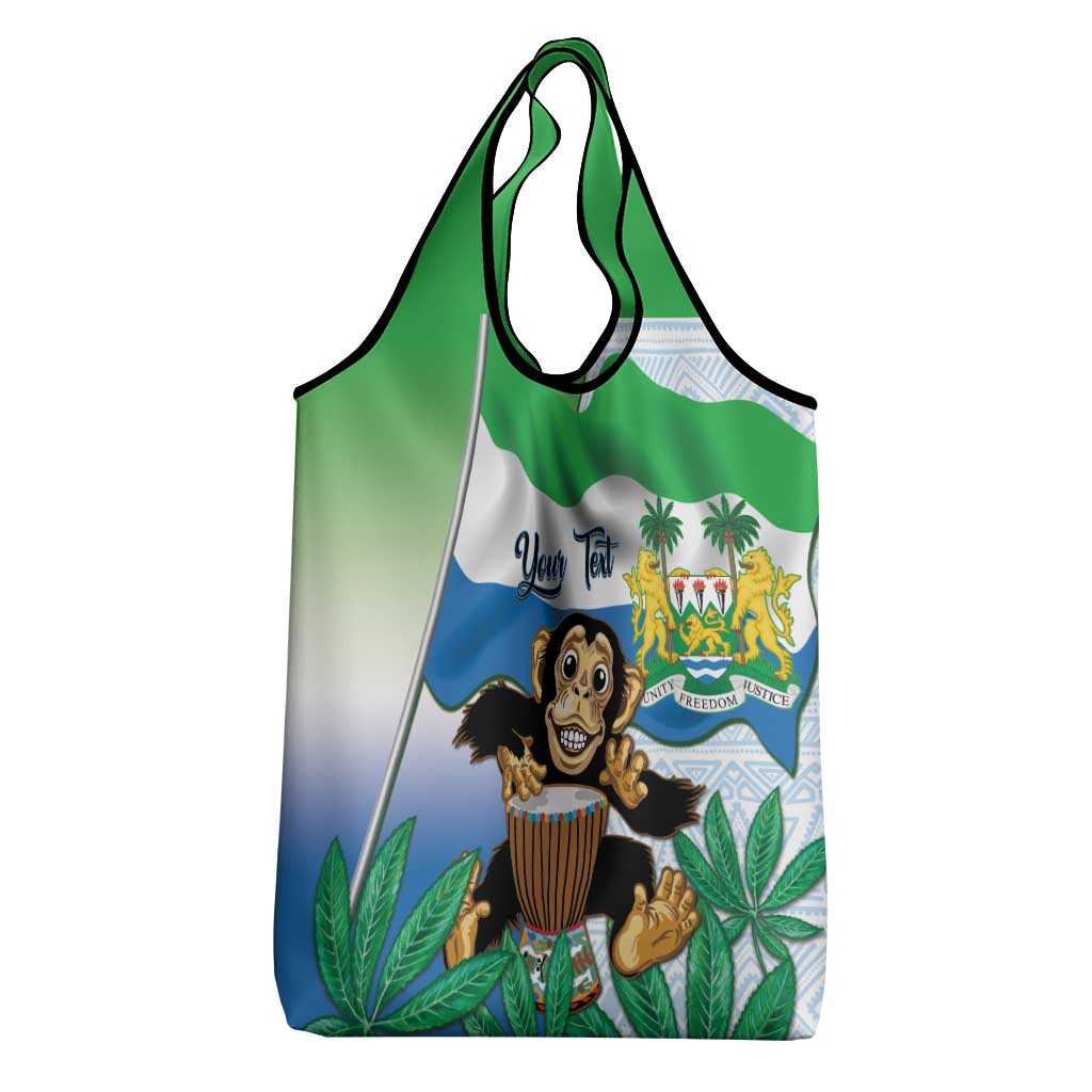 Personalised Afro Sierra Leone Grocery Bag Chimp With Drum - Happy Independence Day