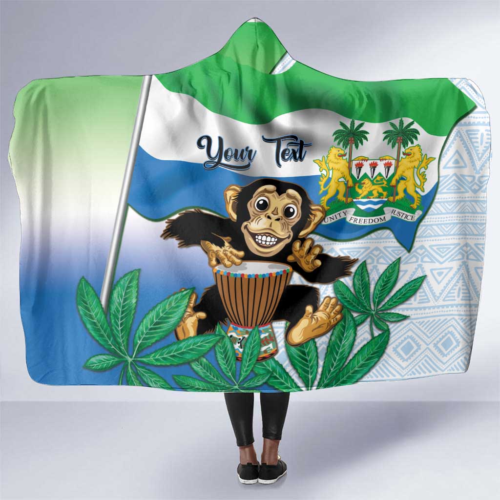 Personalised Afro Sierra Leone Hooded Blanket Chimp With Drum - Happy Independence Day