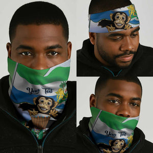 Personalised Afro Sierra Leone Neck Gaiter Chimp Drum - Happy Independence Day LT14
