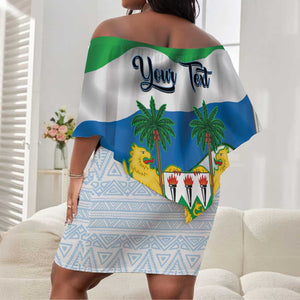 Personalised Afro Sierra Leone Off Shoulder Short Dress Chimp With Drum - Happy Independence Day