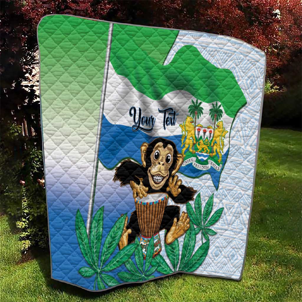Personalised Afro Sierra Leone Quilt Chimp With Drum - Happy Independence Day