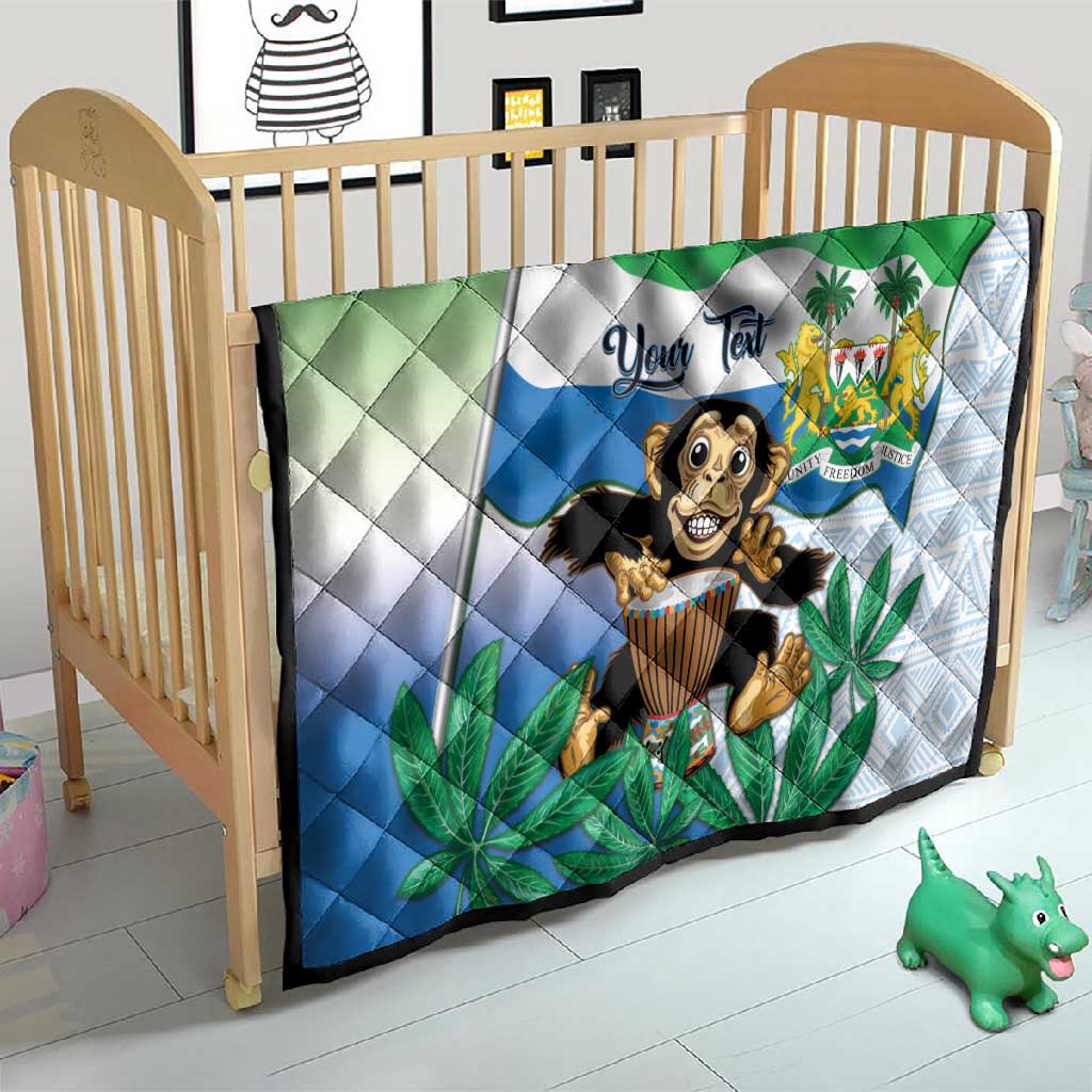 Personalised Afro Sierra Leone Quilt Chimp With Drum - Happy Independence Day